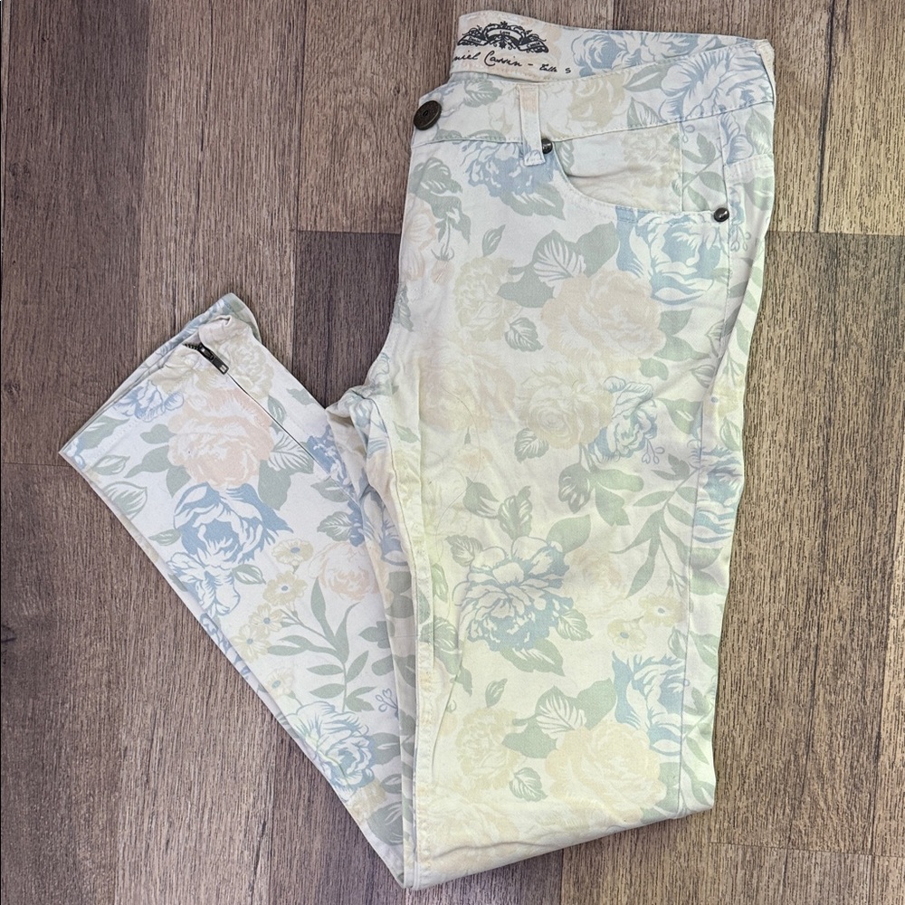 Daniel Carvin Pastel Floral Cropped Jeans size S